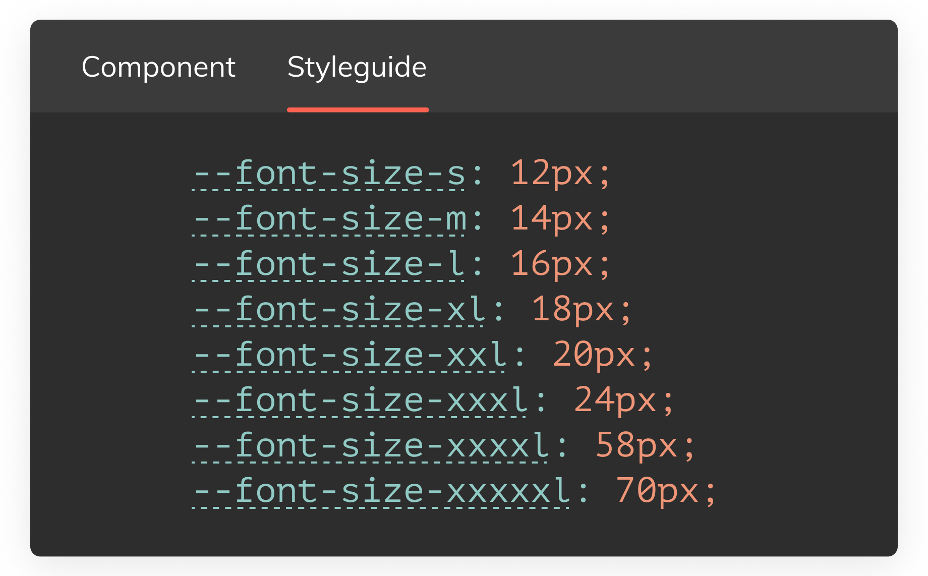 Font sizes Anima Smart Styleguide