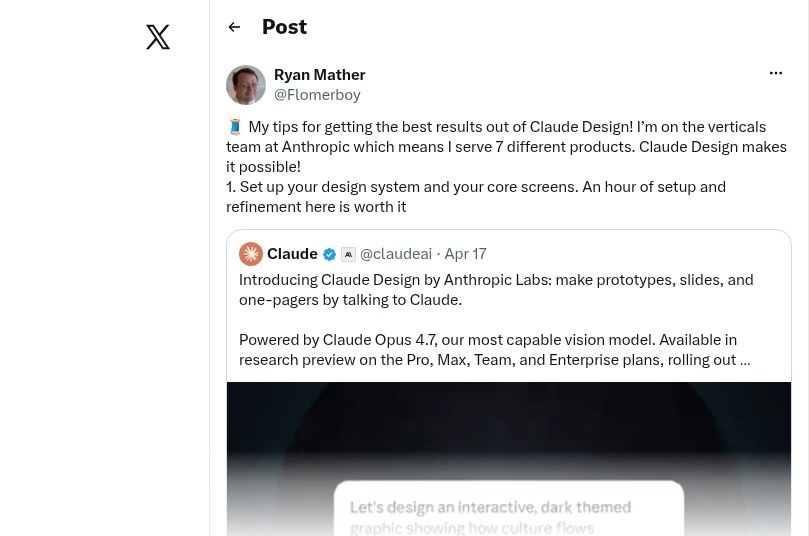Ryan Mather tips thread for Claude Design