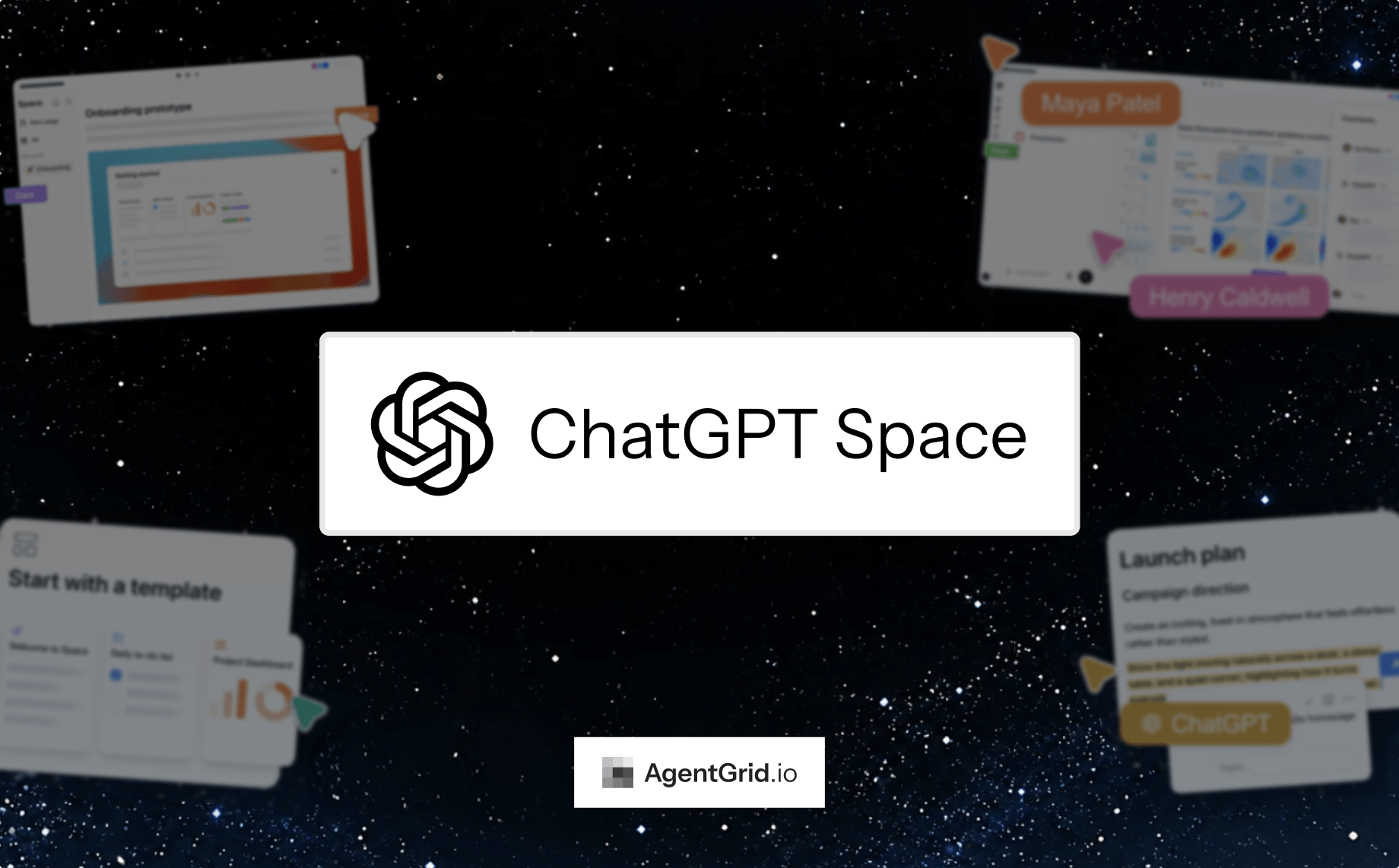 ChatGPT Space cover with OpenAI and AgentGrid.io branding over a starry background