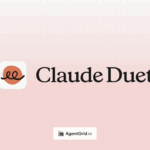 Claude Duet app icon and title on a soft pink grid, with AgentGrid.io logo
