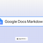 Google Docs Markdown cover with an .MD document icon and AgentGrid.io logo
