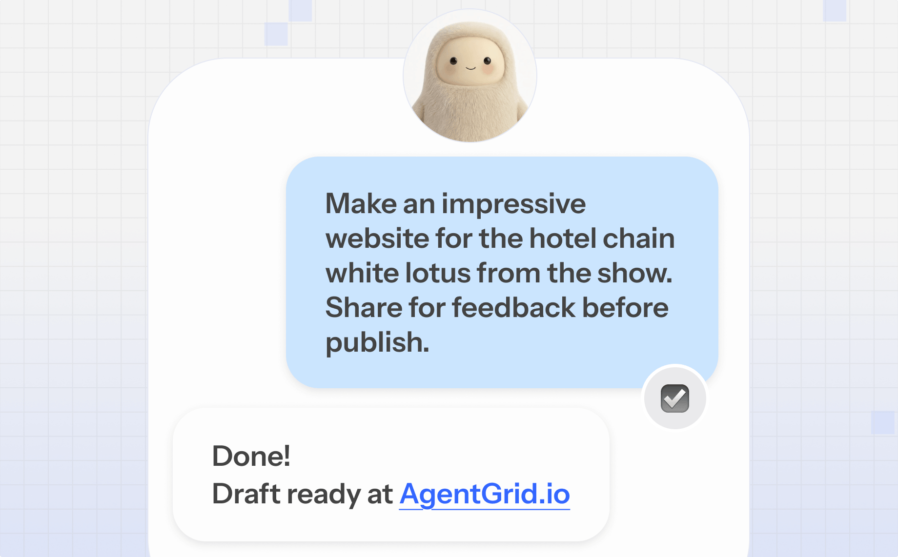 Muse receives a prompt to create a White Lotus website and share the draft